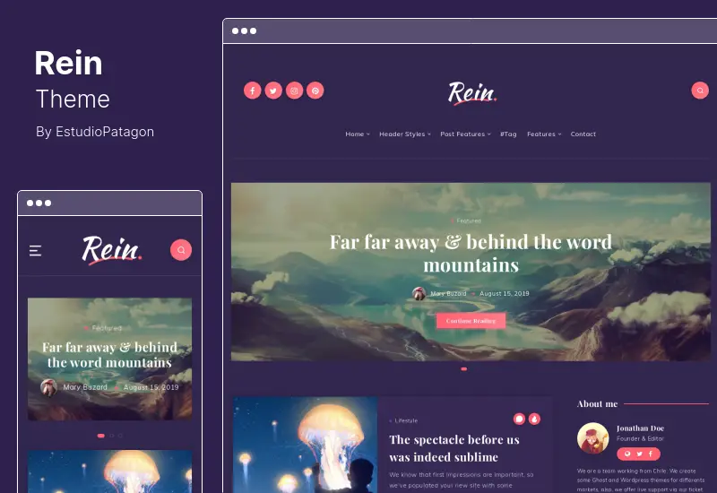 Rein テーマ - 最小限の軽量ダーク WordPress テーマ