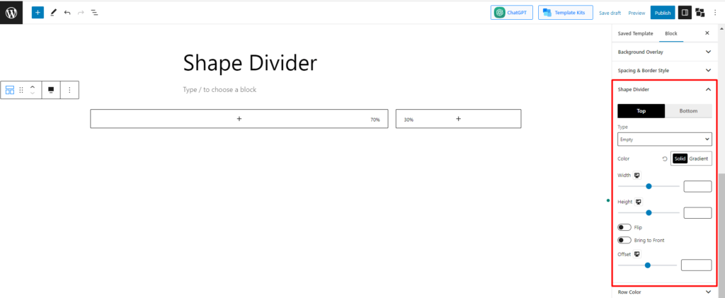 WordPress シェイプディバイダー: セクションを分割する技術をマスターする 6 explore shape divider setting