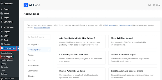 Menambahkan potongan kode khusus ke WordPress Adding a custom code snippet to WordPress
