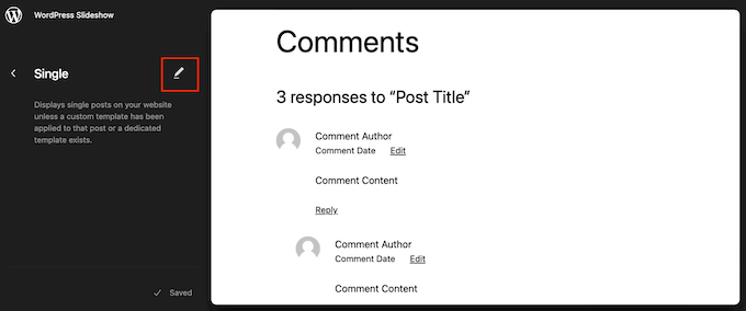 Mengedit template posting blog dalam tema WordPress yang mendukung blok Editing a blog post template in a block-enabled WordPress theme