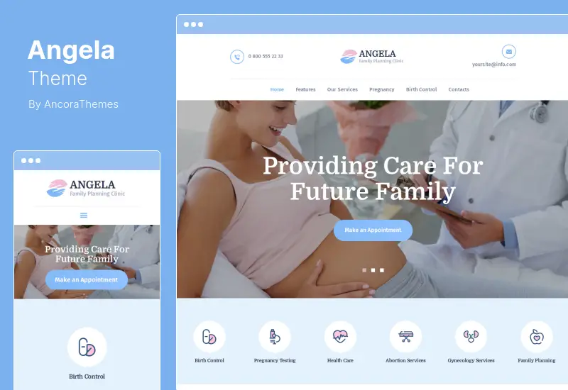 Tema Angela - Tema WordPress Klinik Keluarga Berencana & Kehamilan