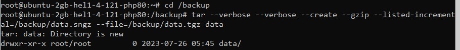 Avviare il backup incrementale di livello 0