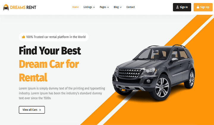 Los 14 mejores temas de Wordpress para alquiler de coches de 2023 10 dreams rent 123
