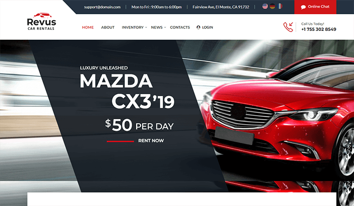 Los 14 mejores temas de Wordpress para alquiler de coches de 2023 12 revus 693 1
