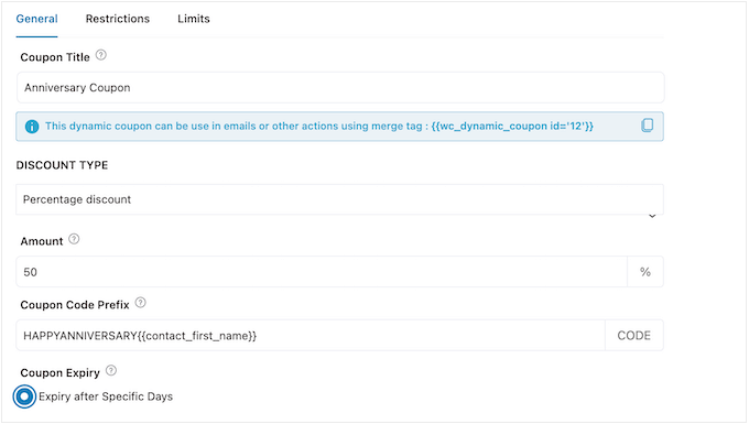 Kupon koduna dinamik metin ekleme Adding dynamic text to a coupon code