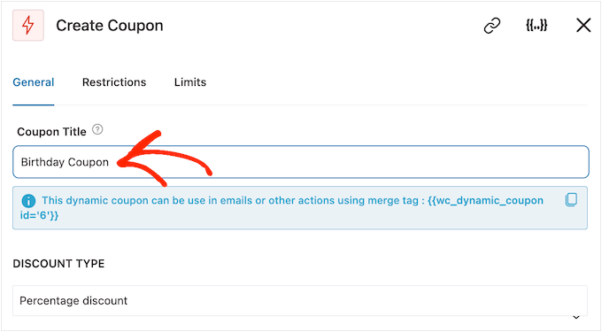 Otomatik kupon koduna başlık ekleme Adding a title to an automated coupon code