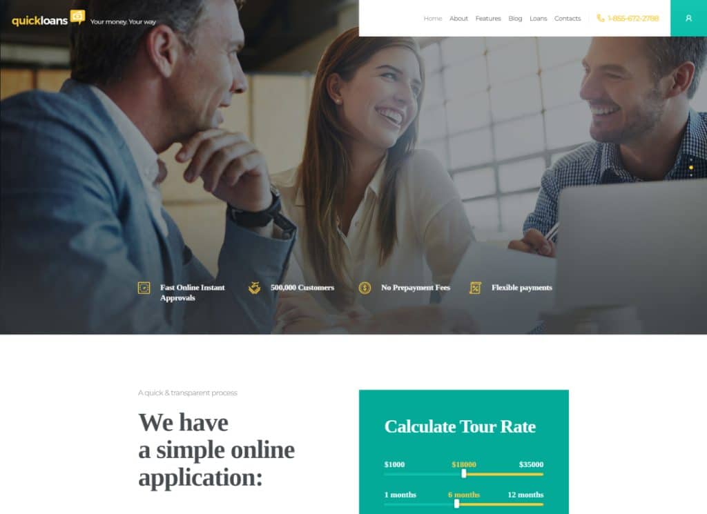 Préstamos rápidos | Compañía de préstamos y tema de WordPress para empresas bancarias