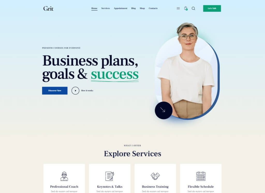 Grano | Coaching y cursos en línea Multiskin WordPress Theme