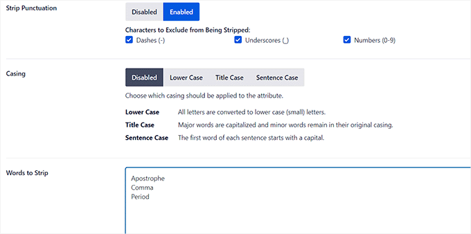 文件名的 AIOSEO 設置 AIOSEO settings for Filename