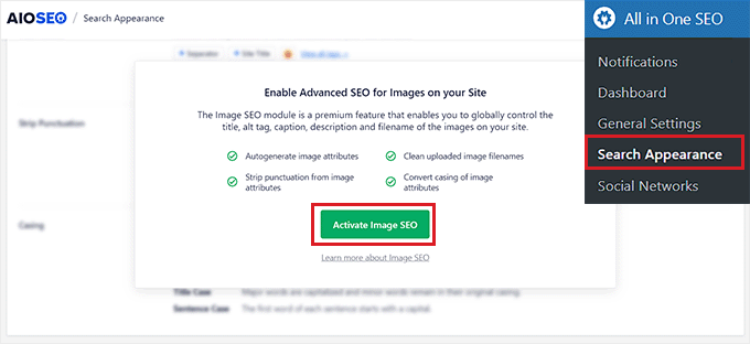 激活AIOSEO中的圖像SEO模塊 Activating the Image SEO Module in AIOSEO