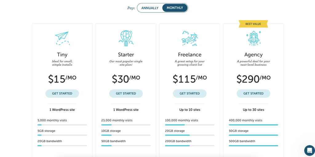 Precios Flywheel: ahorre hasta un 20% en su alojamiento web 2 flywheel-monthly-plans