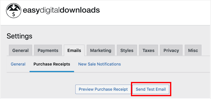 Easy Digital Downloads を使用してテスト電子メールを送信する Sending a test email using Easy Digital Downloads