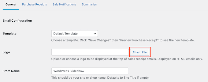 購入レシートメールにロゴを追加する Adding a logo to the purchase receipt email