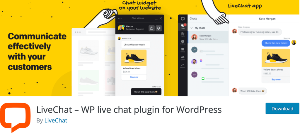 O captură de ecran cu livechat - cele mai bune pluginuri wordpress