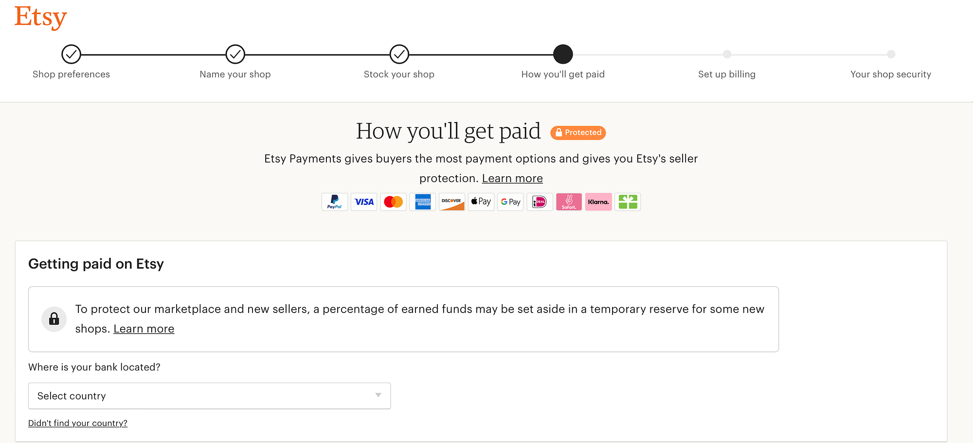 Como vender no Etsy e ser pago conectando o Etsy à sua conta bancária.