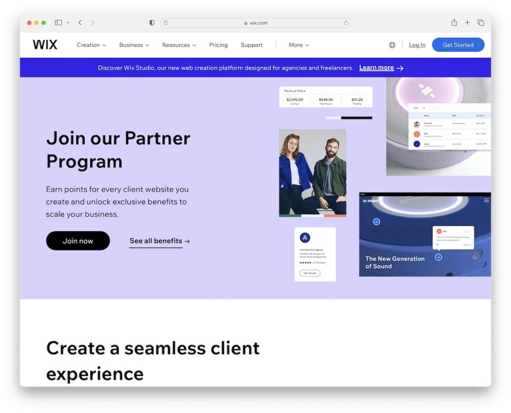 creador de sitios web de marca blanca wix