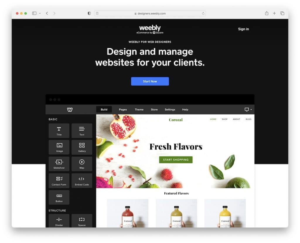 creador de sitios web de marca blanca weebly