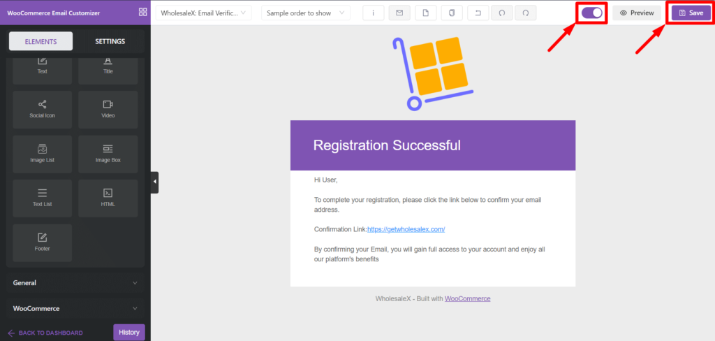 Przedstawiamy integrację WholesaleX YayMail 11 Saving and Enabling Enabling Email Template