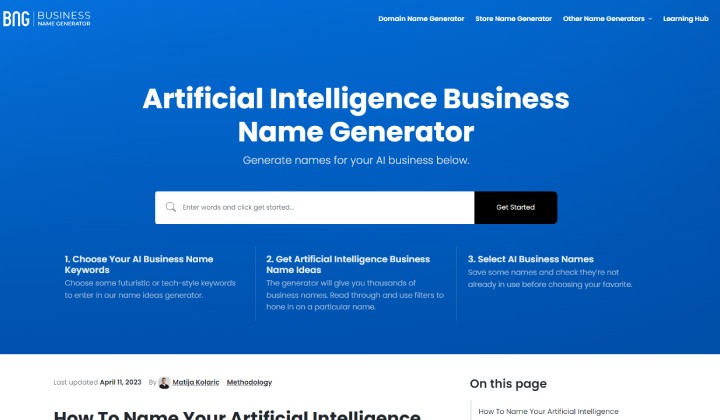 2023 年 13 个最佳企业名称生成器人工智能工具 7 Business Name Generator