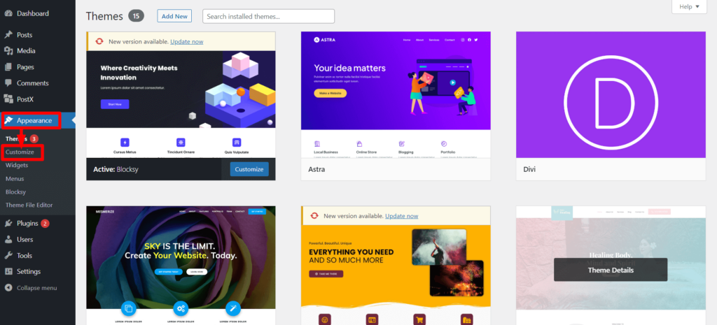 Представляем блок расширенного поиска PostX 24 Go to Theme Customize
