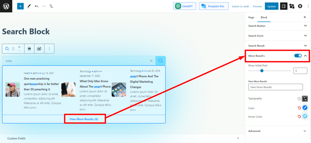 Представляем блок расширенного поиска PostX 19 More Results Toggle Bar