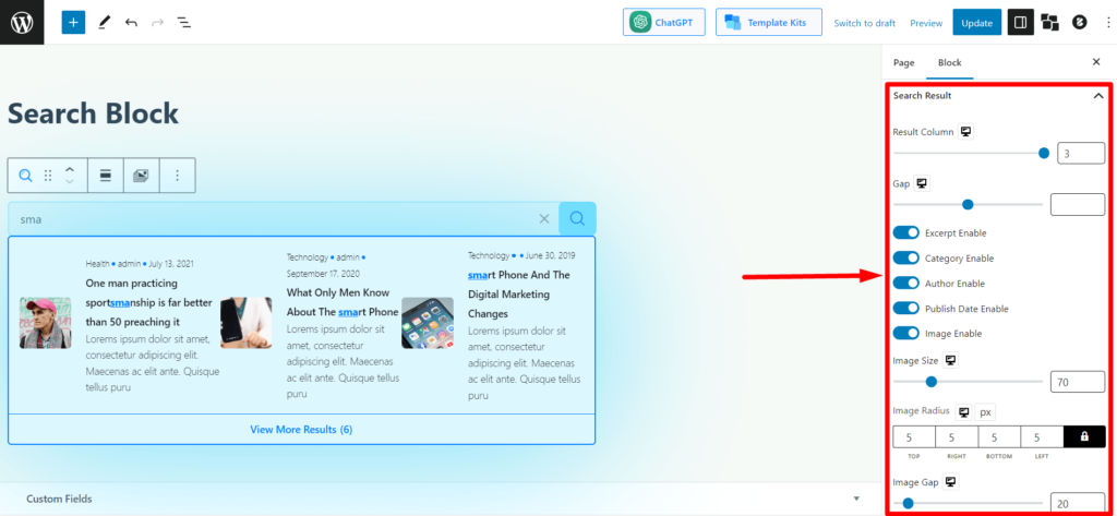 Представляем блок расширенного поиска PostX 17 Search Result Settings