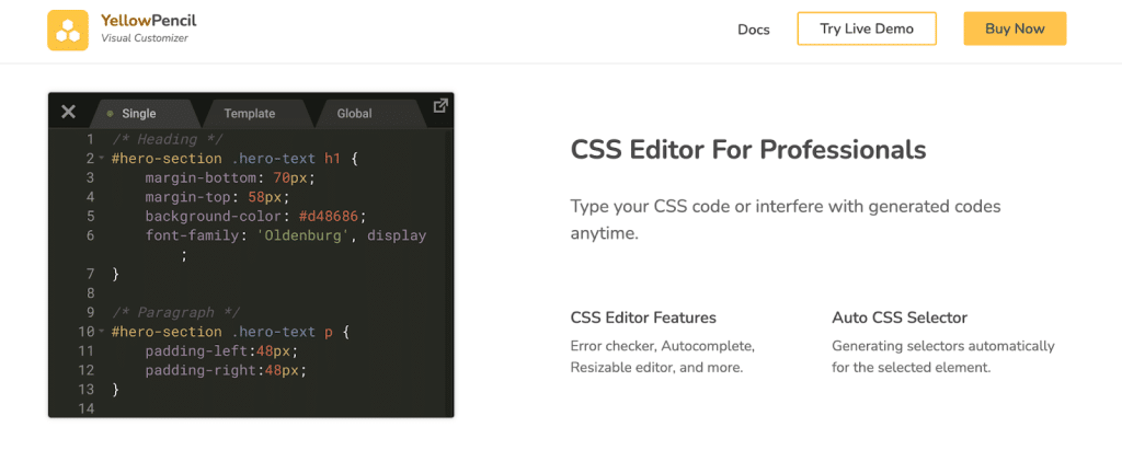 Editor CSS - Fonte: YellowPencil