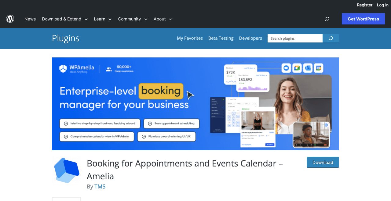 10+ beste Buchungs-Plugins für Elementor und WordPress 1 Amelia Booking Plugin