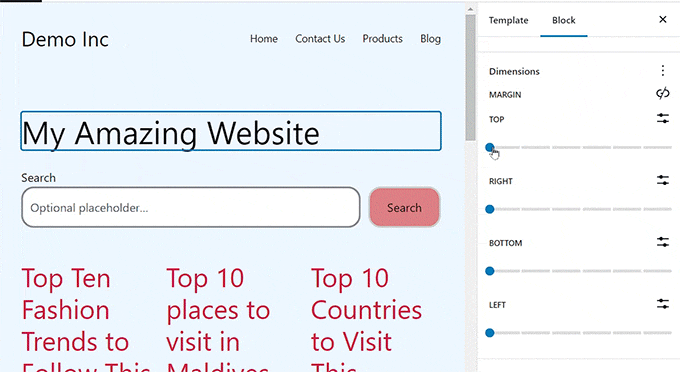 フルサイトエディターでマージンを追加する Add margin in the full site editor