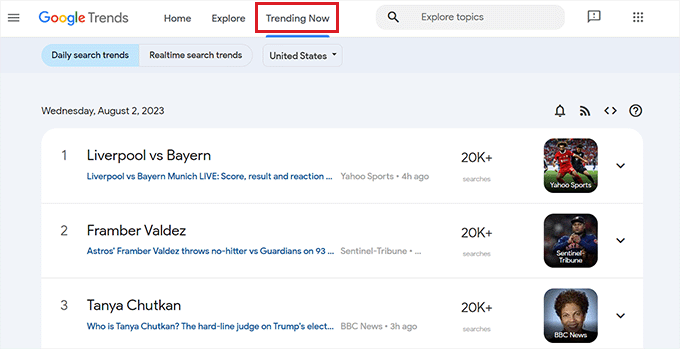 Взгляните на популярные темы для идей для постов в блоге. Take a look at trending topics for blog post ideas