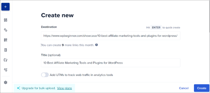 Создайте короткую ссылку в Bitly Create a short link in Bitly