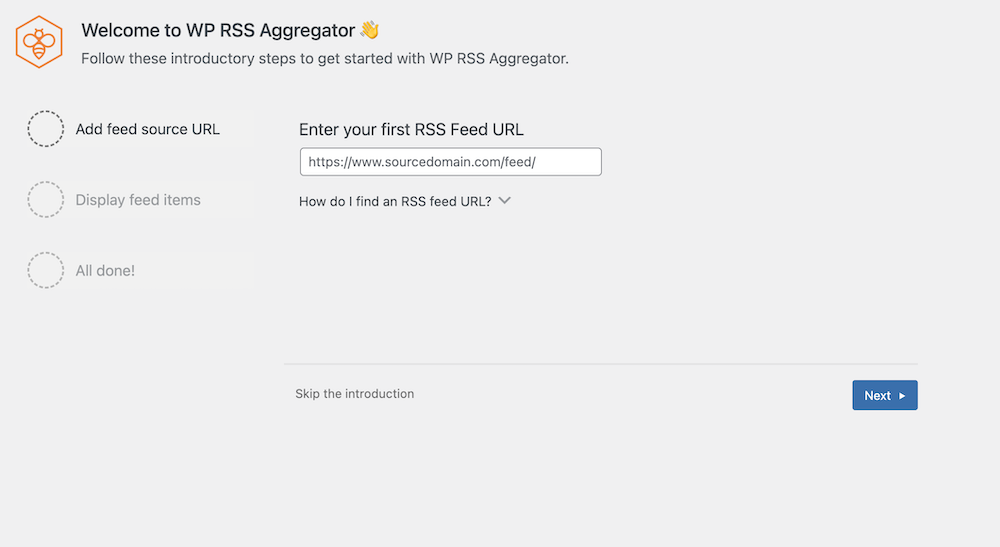 Приветственная страница WP RSS Aggregator