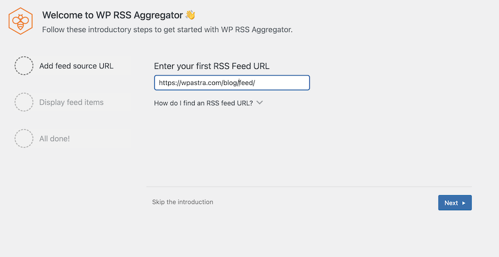 Введите URL-адрес вашего RSS-канала