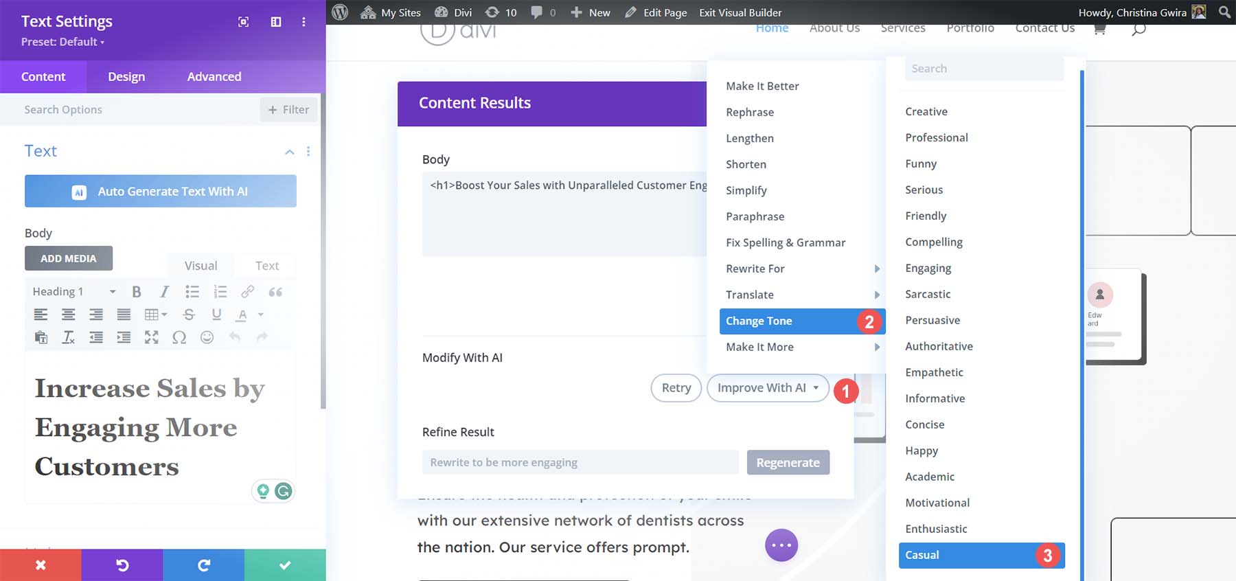 اختر نغمة صوت غير رسمية باستخدام Divi AI