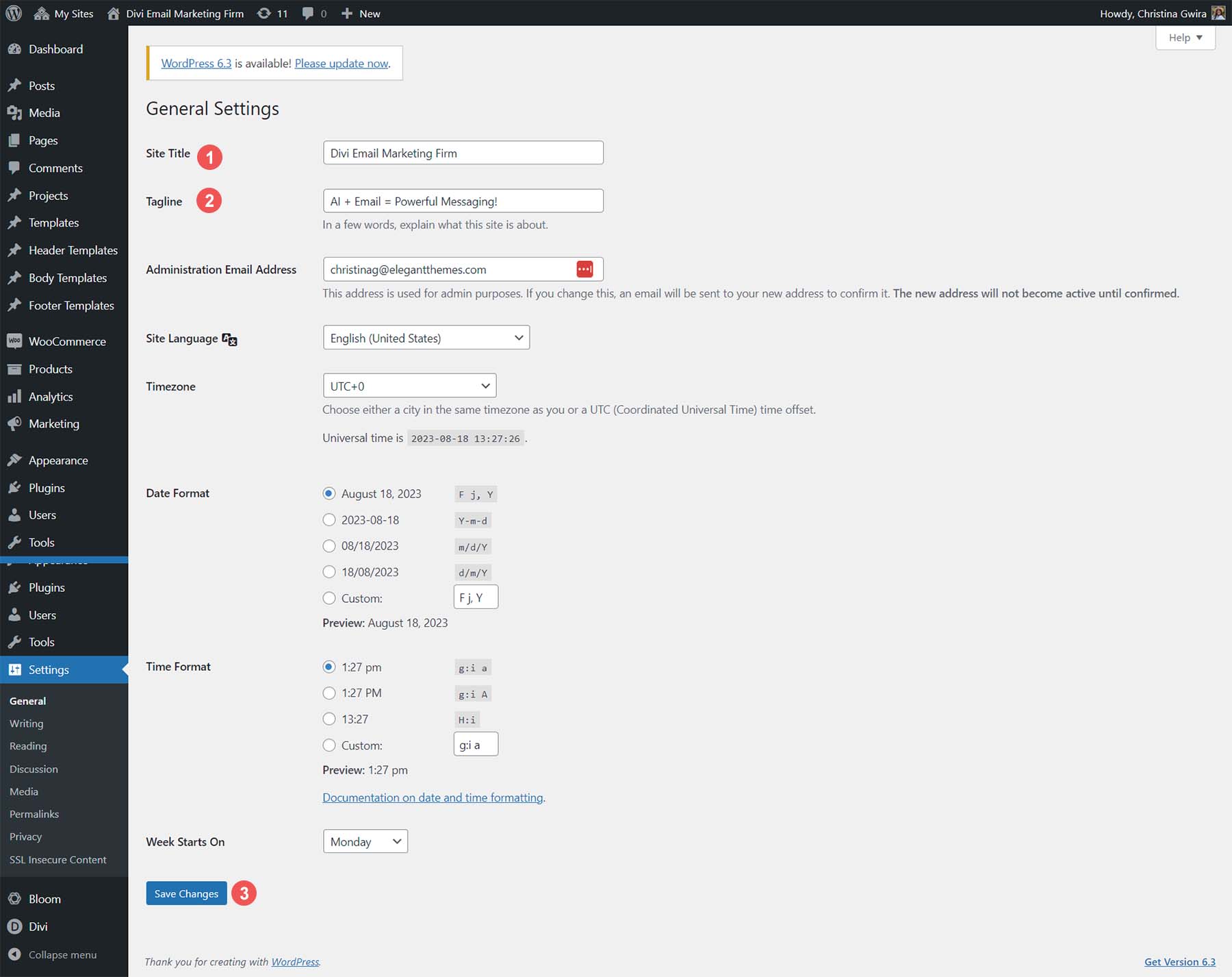 قم بإنشاء عنوان الموقع والشعار لموقع الويب WordPress الجديد الخاص بك