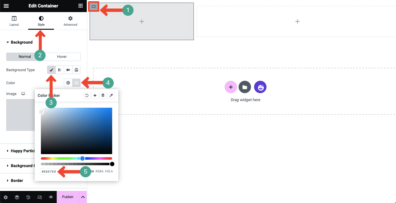 Как создать сайт-резюме путем перетаскивания (Elementor) 7 Set background color for the sidebar