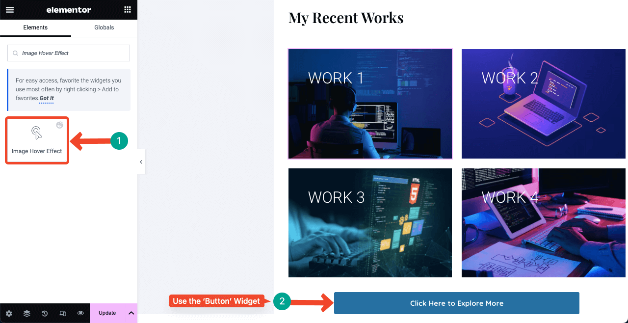 Как создать веб-сайт-резюме путем перетаскивания (Elementor) 22 Show some of your completed works