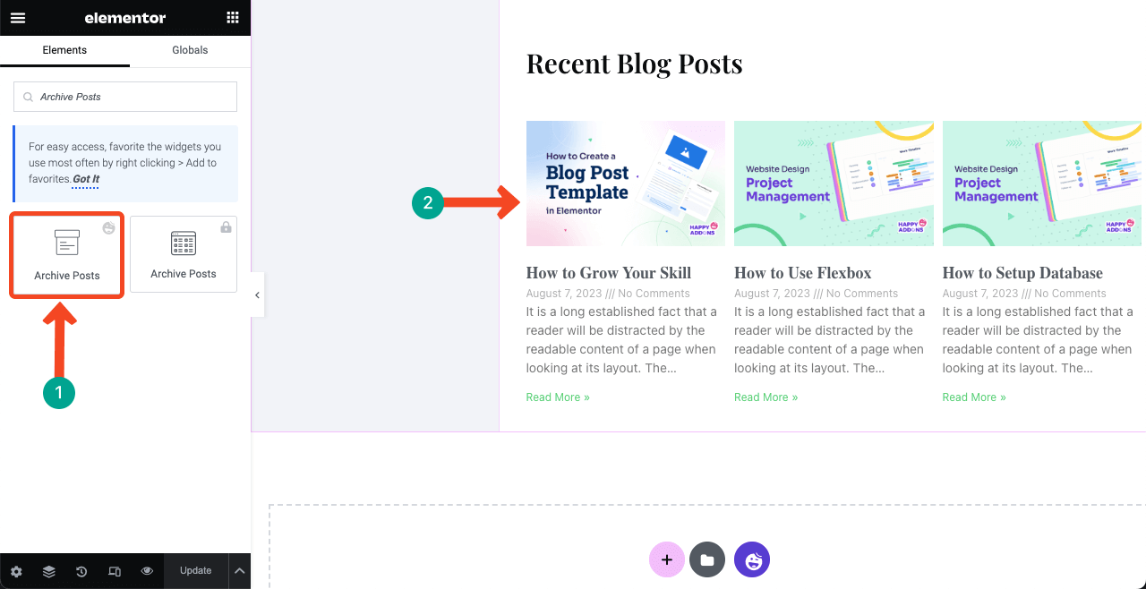 Show your blog posts