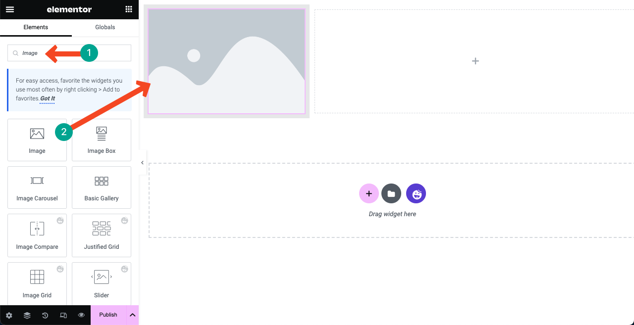 Как создать сайт-резюме путем перетаскивания (Elementor) 8 Drag and drop the Image widget