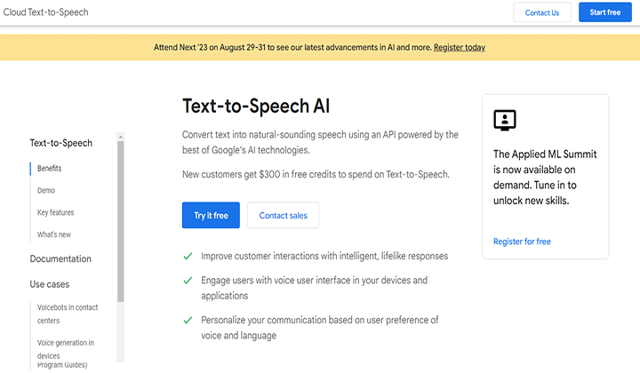 2023 Yılının En İyi 9 Ücretsiz Metin-Konuşma Dönüştürücü Aracı 8 google cloud text to speech
