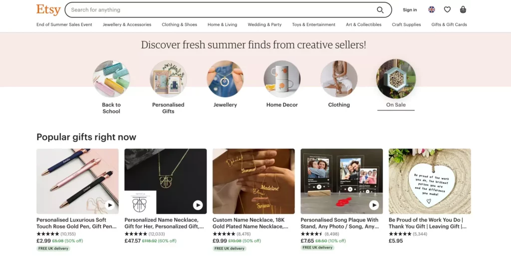 promuovere su Etsy UK