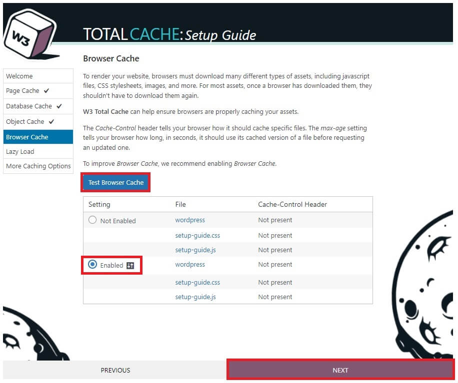 uji cache browser secara otomatis menghapus cache di W3 Total Cache