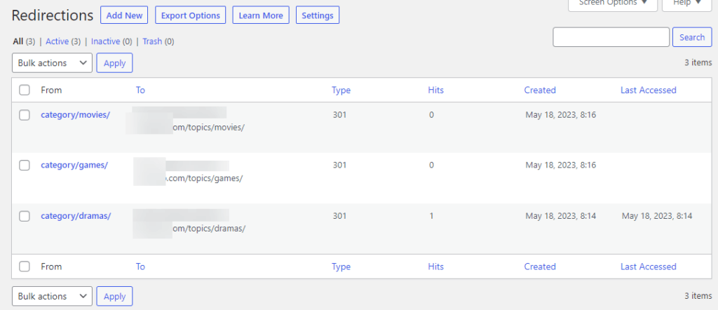 リダイレクトされた URL - WordPress カテゴリのベースプレフィックスを変更する