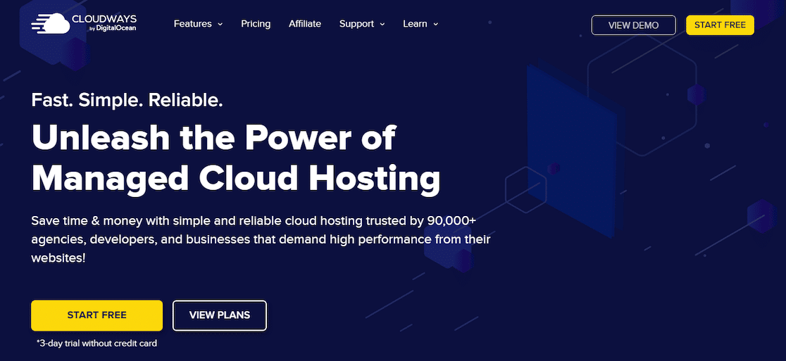 Cloudways homepage