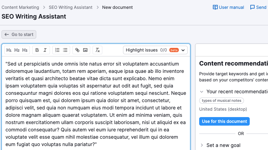 Semrush SEO 寫作助手