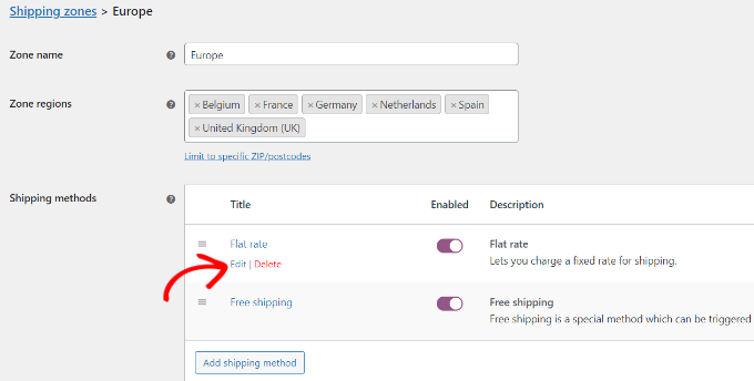 Edytuj metodę wysyłki Edit shipping method