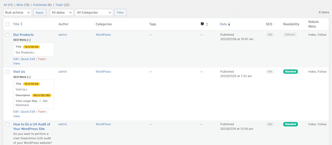WordPress 대시보드의 추가 SEO 데이터 Additional SEO data, in the WordPress dashboard