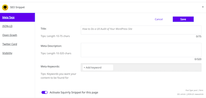 SEO 플러그인을 사용하여 SERP에서 게시물 미리보기 Previewing a post in the SERPs using an SEO plugin