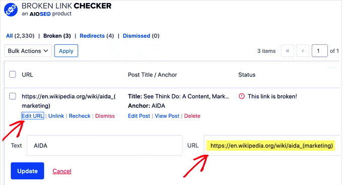 AIOSEO를 사용하여 WordPress에서 깨진 URL 수정하기 Fixing broken URLs in WordPress using AIOSEO