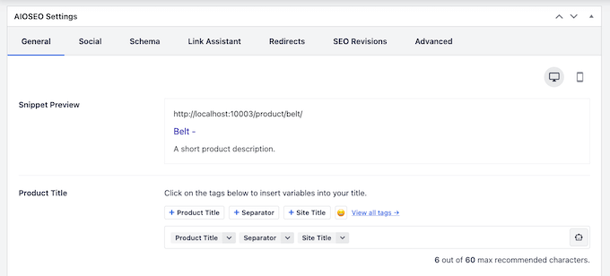 AIOSEO의 WooCommerce SEO 설정 AIOSEO's WooCommerce SEO settings